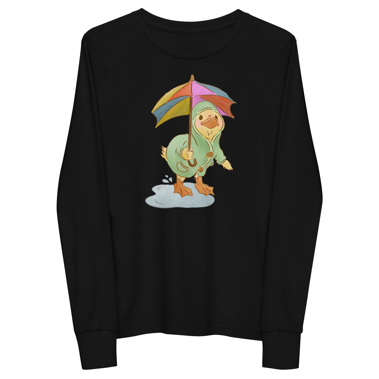 Mr. Puddle Duck : Rainbow : Kids Long Sleeve Tee