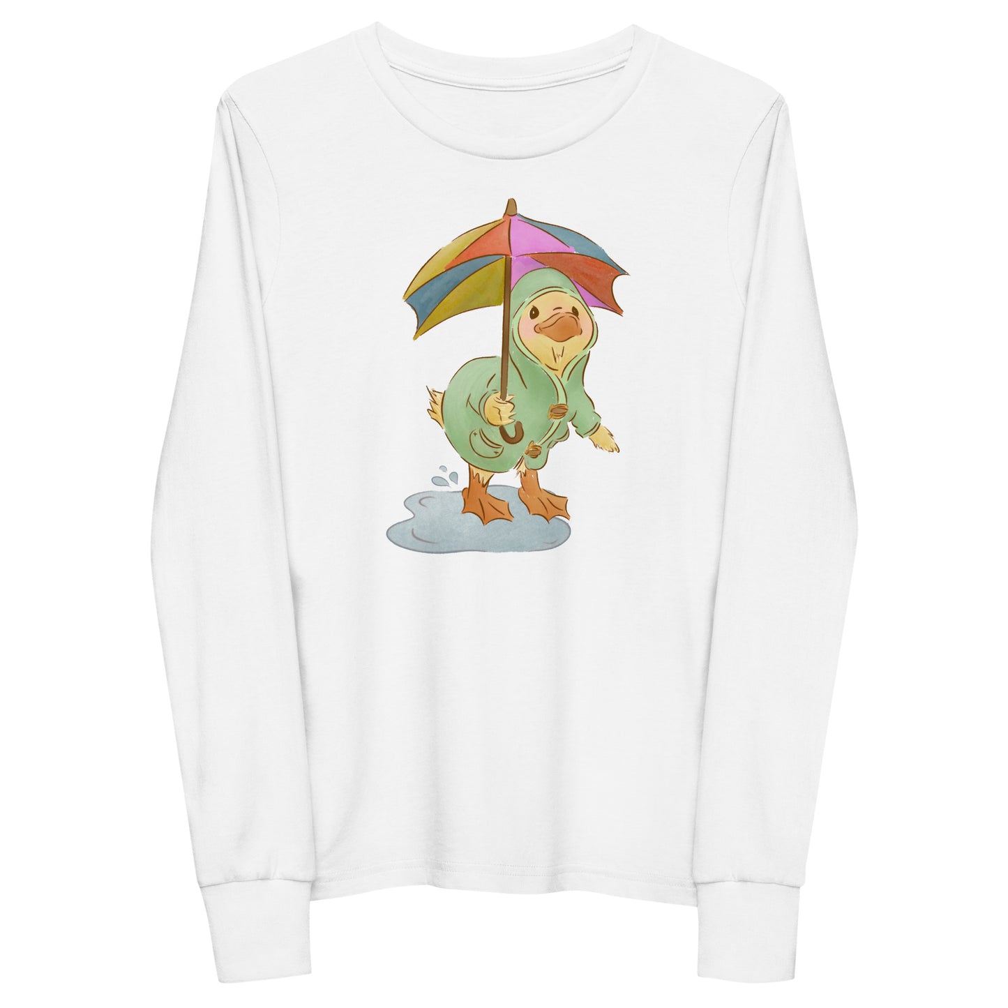 Mr. Puddle Duck : Rainbow : Kids Long Sleeve Tee