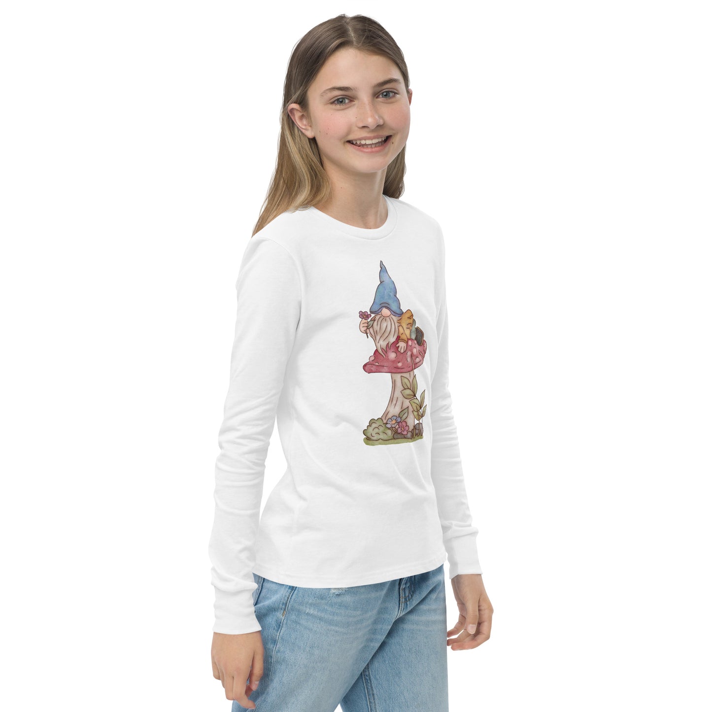 Mushroom Flower Gnome : Kids Long Sleeve Tee